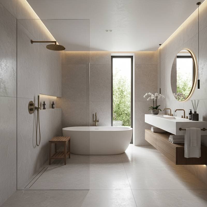 Featured image for Doorless Showers Turn Bathrooms Into Spa Retreats