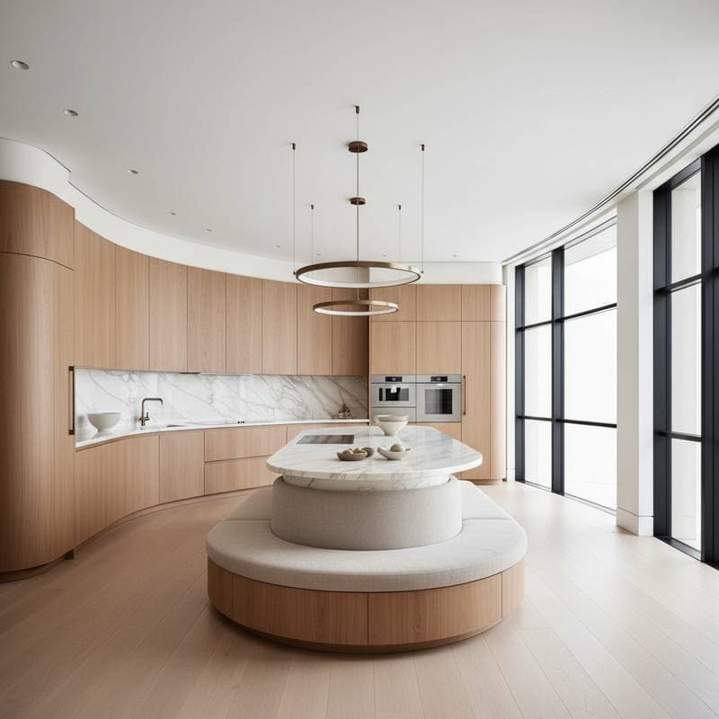 Featured image for Why Curved Kitchens Beat the Work Triangle Layout