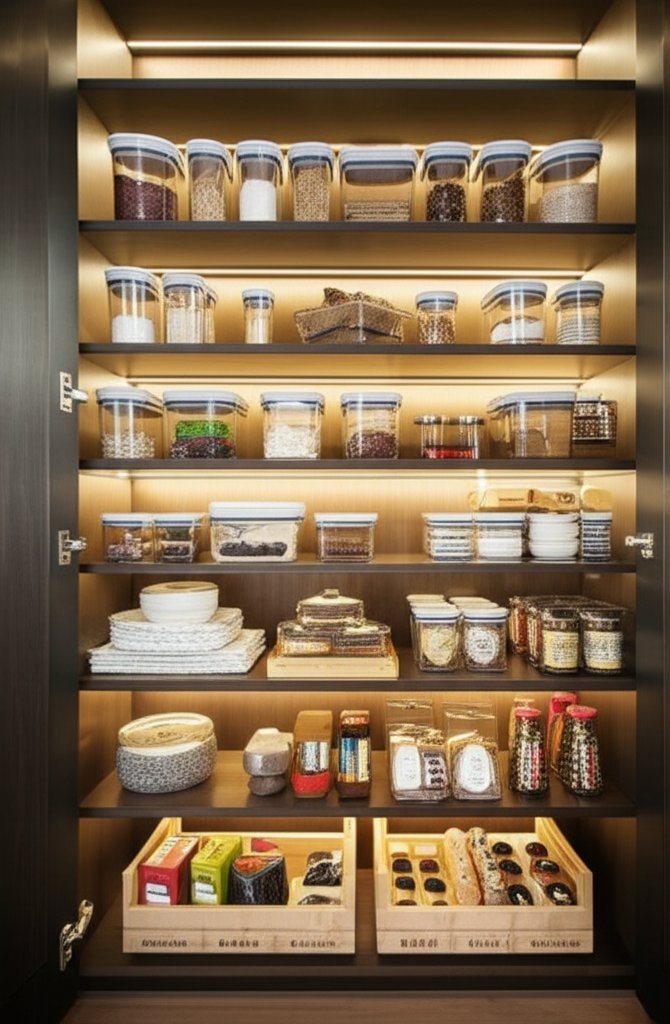 Featured image for Clear Containers and Vertical Space Double Pantry Storage