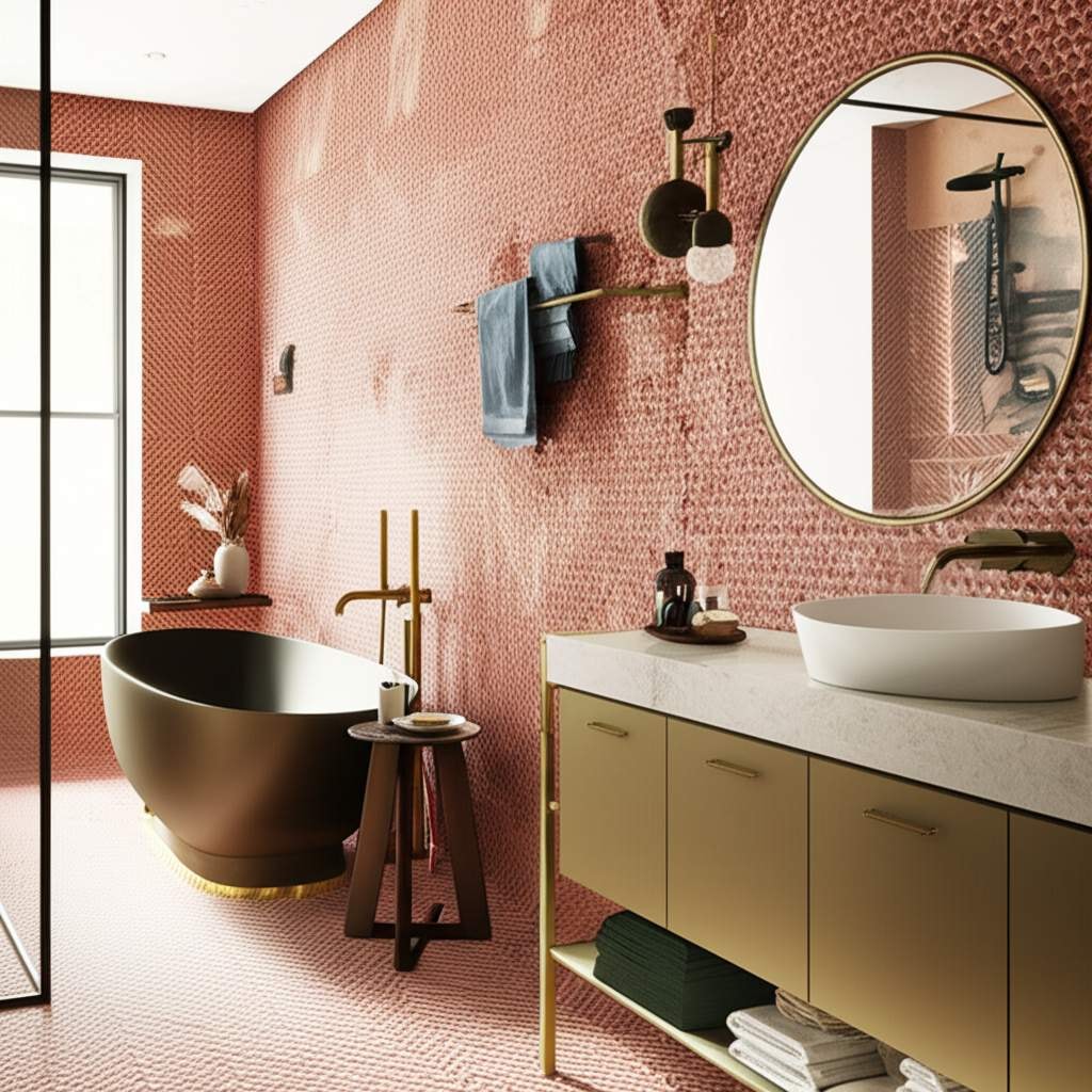 Featured image for Warm Earth Tones Transform Any Bathroom Budget