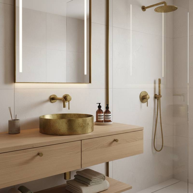 Featured image for Aged Brass Living Finishes Rule 2026 Bathrooms