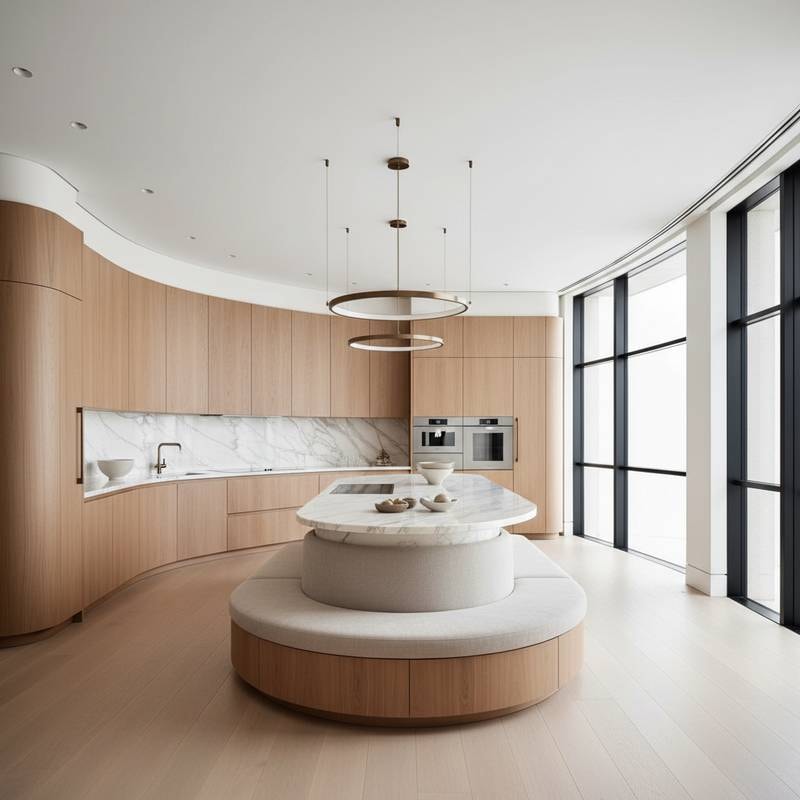 Featured image for Why Curved Kitchens Beat the Work Triangle Layout