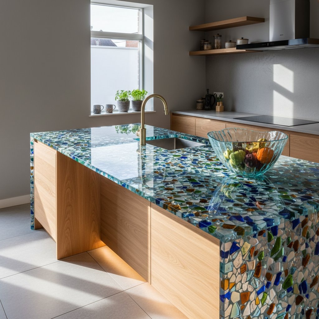 Featured image for Why Recycled Glass Countertops Outshine Quartz in 2026